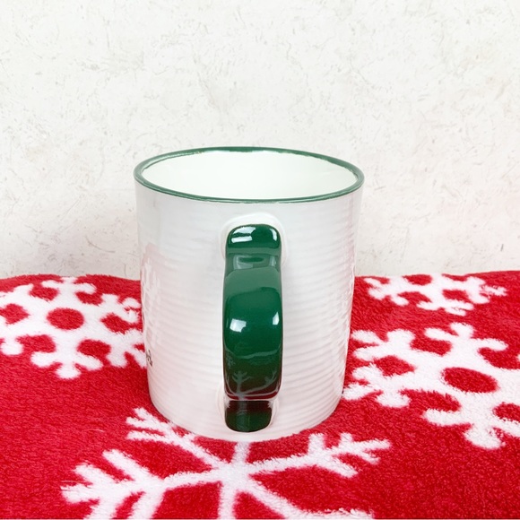 Merry & Blessed Christmas Tree Mug 17 Oz Ripple Textured Rustic - Picture 4 of 6